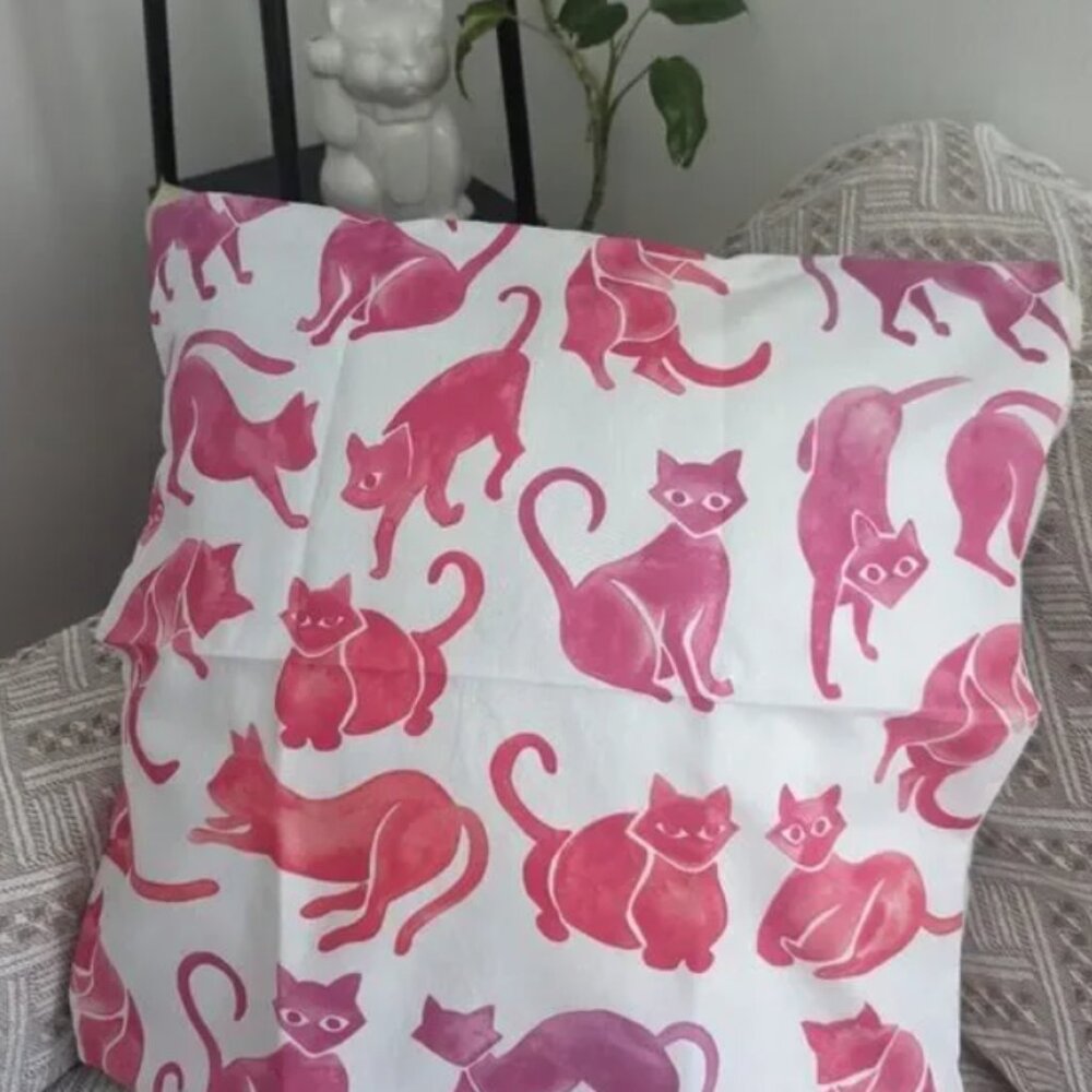 vintage Kitty Cats Pattern Design Zippered Pillowcase for Accent Throw Pillow
